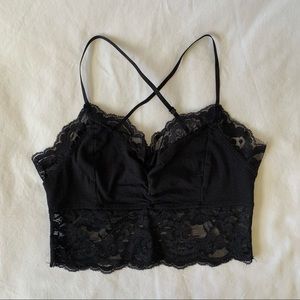 Cute Lacey black top - crop top length